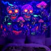 BVBOX Blacklight Halloween TapestryUV Reactive Glow In The Dark Black Light Trippy Tapestry Posters for Living Room, B