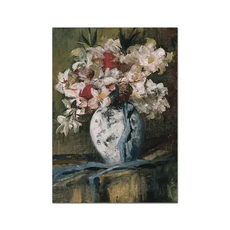 

Vintage Flower Nordic Posters, Canvas Painting, Modern Wall Art, Beige Gallery Decor, Picture for Living Room Interior 21x30cm No Framed