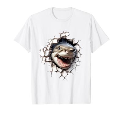 Hai Tier Muster Motiv Zeichnung Illustration Gesicht Hai T-Shirt