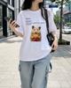 Funny Short Sleeve Hamster French Fries Print Tshirt White Casual Crew Neck Tee with Korean Foodie Dictionary Quote Fashion