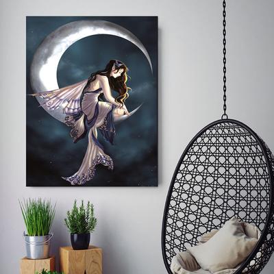 Helrunde 5D DIY diamantbroderi Moonlight Girl Diamantmaling Korssting Rhinestone