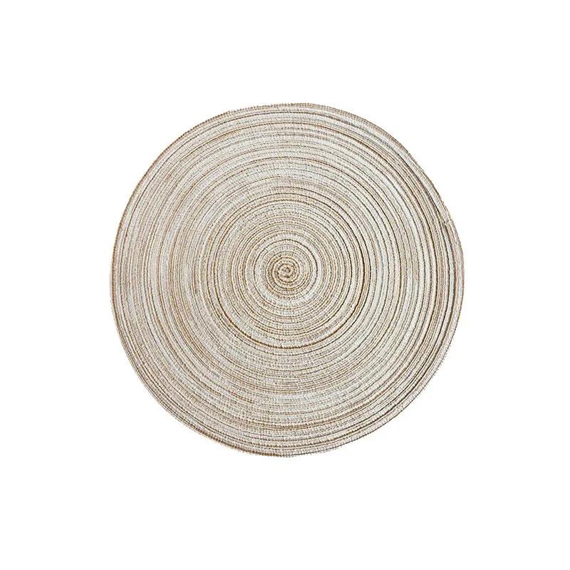 Nordic Style Imitation Cotton Yarn Placemat Round Ramie Woven Coaster Insulation Dish Mat Household Anti-scald Mat 11cm