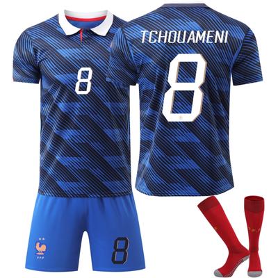 Fußballtrikot für die WM 2026 Frankreich für Kinder und Erwachsene TCHOUAMENI #8