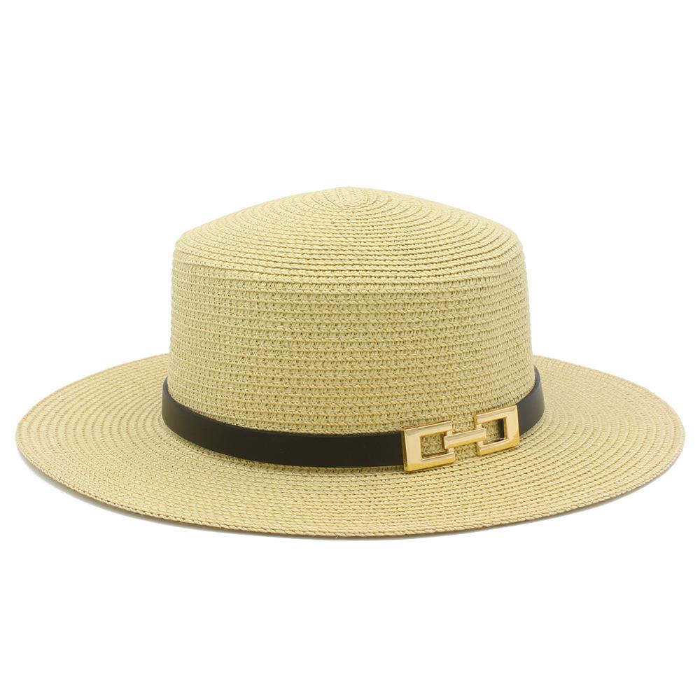 French Flat-top Straw Hat Women's New Spring and Summer Seaside Beach Hat Outdoor Sunscreen Sunshade Retro Straw Top Hat