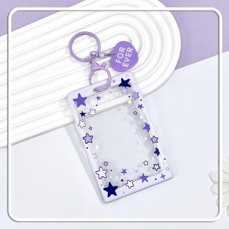 Star Sliding Cover Card Holder Transparent Portable Id Protector Kpop Photocard Photo Case Student School Card Bus Card Holder