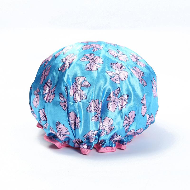Wasserdichte Duschhaarkappe, Schmetterlings-Damen-Duschhaube, doppellagige Badekappe, Hut