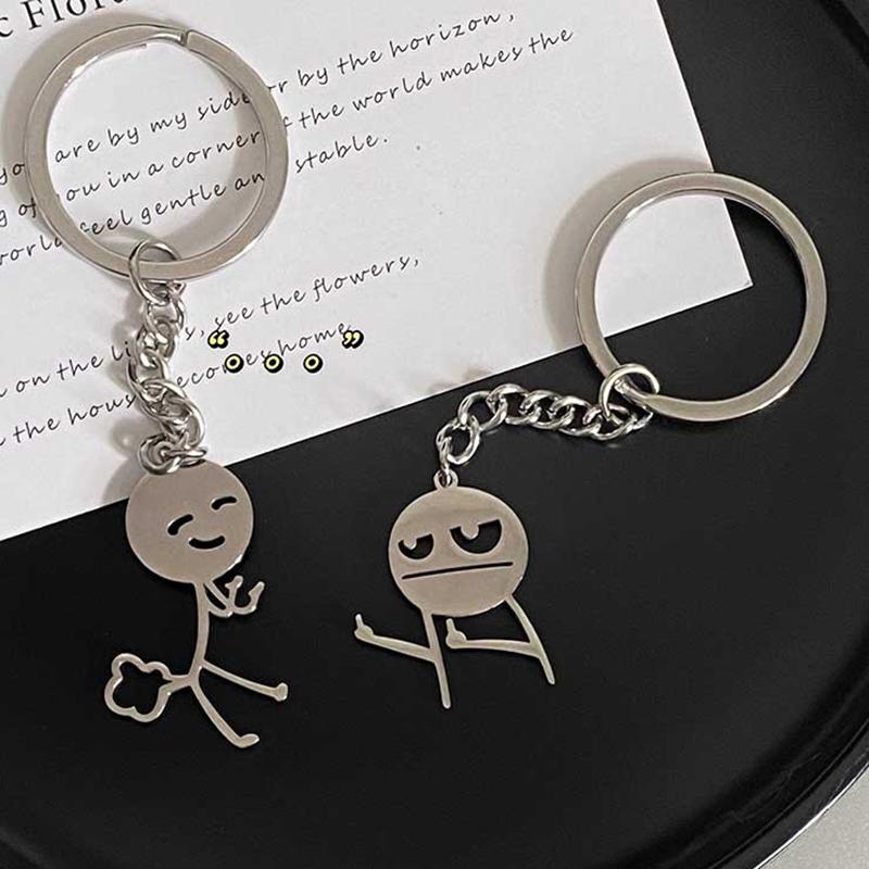 Fun Stickman Couple Keychain Ins Cute Personality Funny Student School Bag Pendant Girlfriend Birthday Gift
