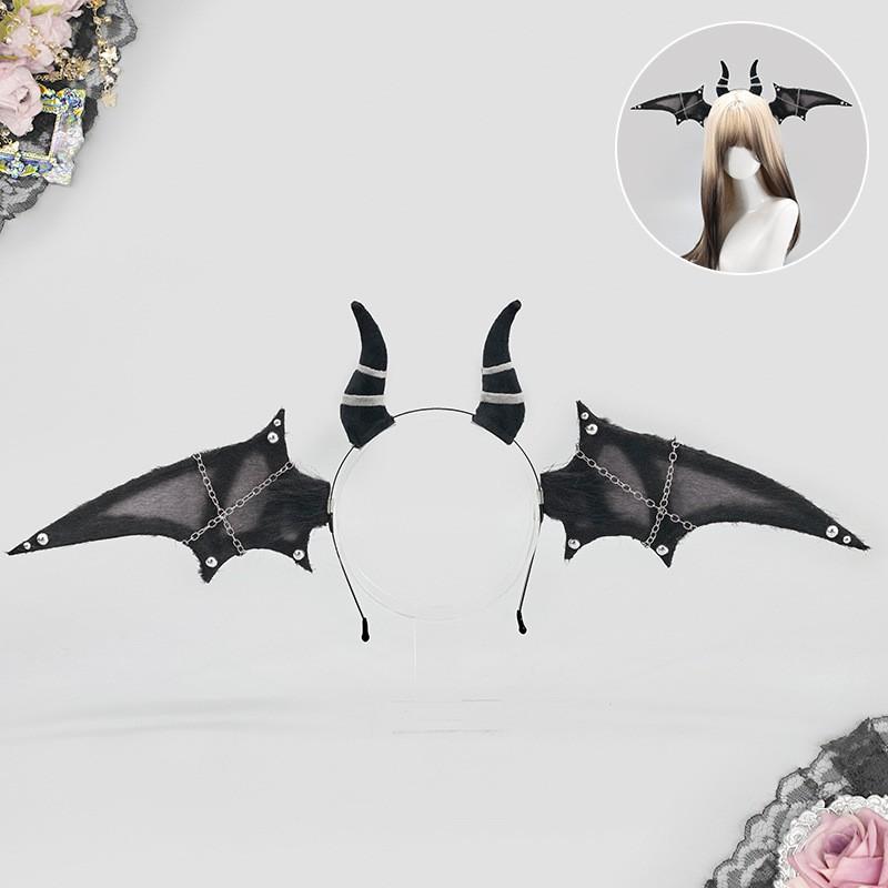Halloween Bat Demon Ears Headband Cosplay Accessory Anime Con Sweet Gothic Hairpiece