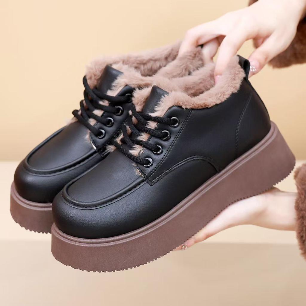 Thick-soled heightening women's winter velvet warm soft-soled lightweight and versatile women's shoes