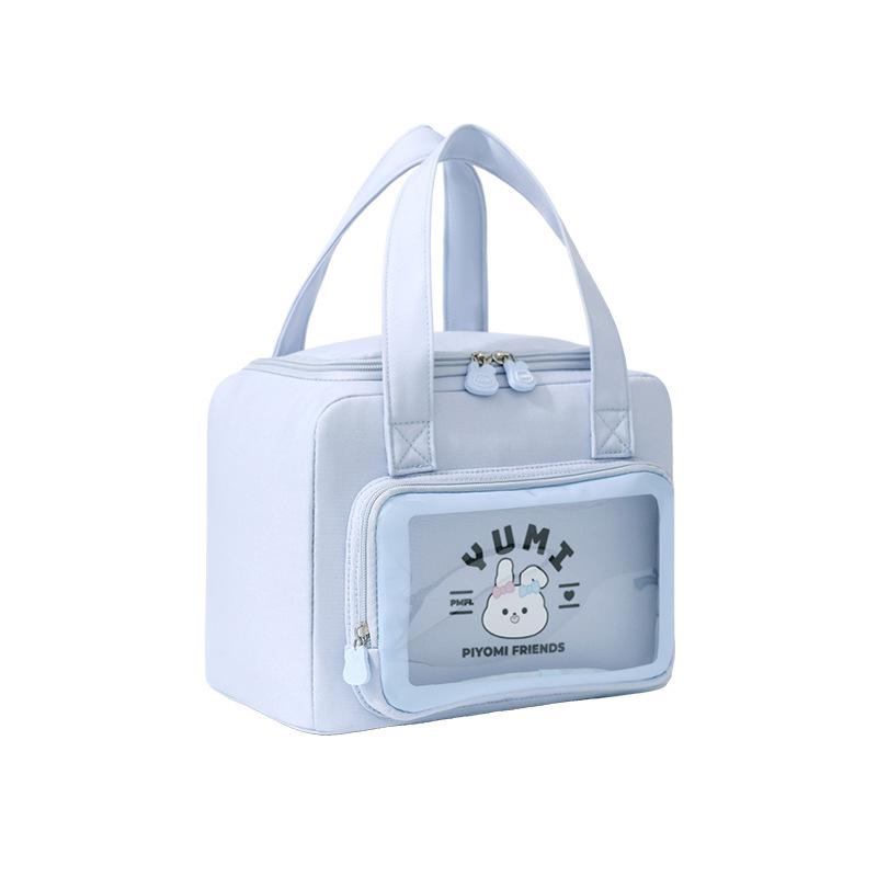 Outdoor Heat Cold Protection Portable Meal Carrier for Work School New Lunch Box Bag Aluminized Oxford Insulated Thermal Bag небесно-голубой 3080₽