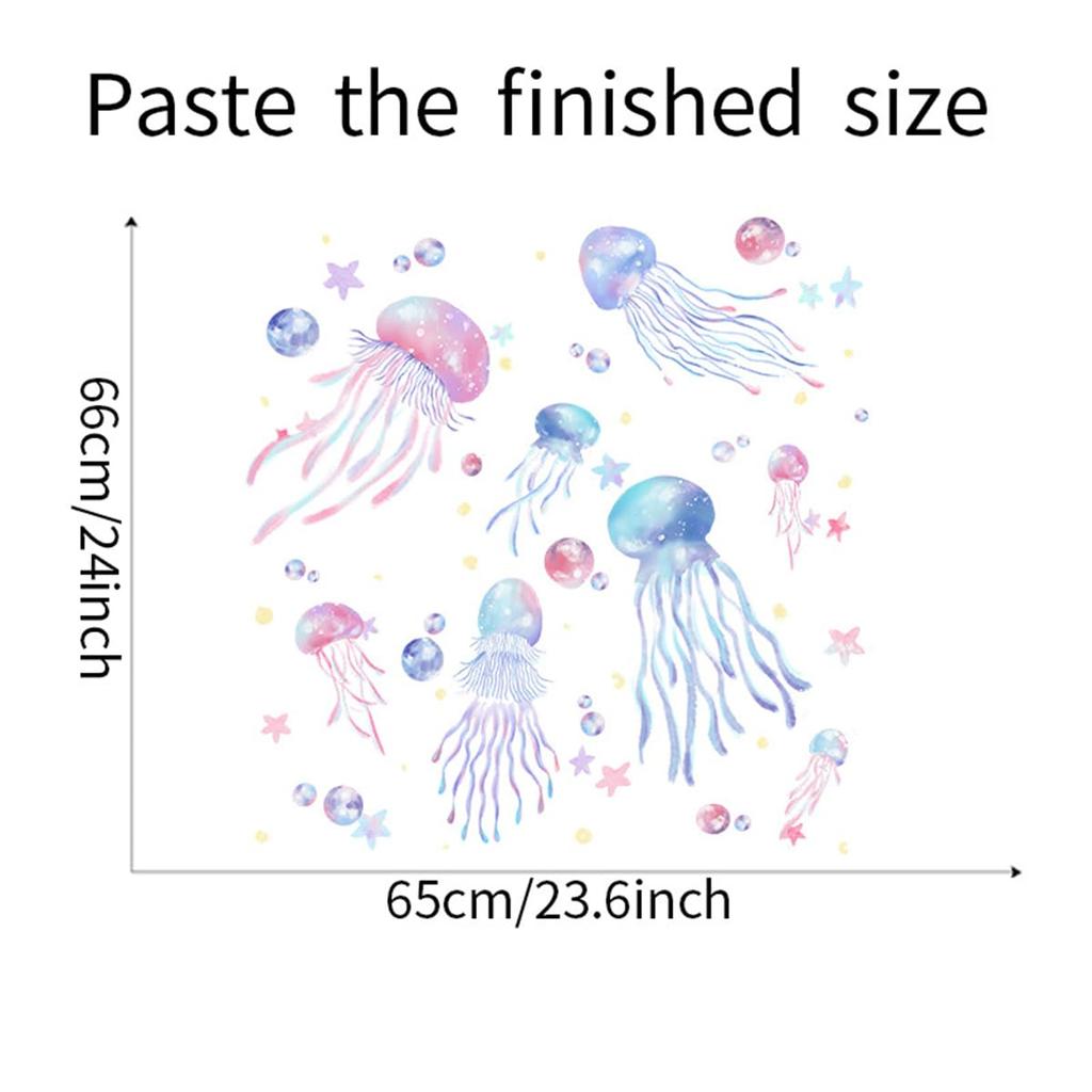 Stylish Sea Creatures Jellyfish Wall Stickers with Stars and Sea Water Removable Wall Decals for Study and Wall Bedroom Wall Sticker Designs, Drops,