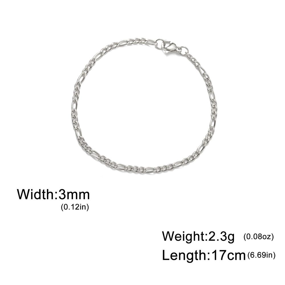 

My Shape Fashion Cuban Chain Men Bracelet Stainless Steel 3/5/7/9mm Width Chain Bracelets Figaro Chain Boy Wrist Jewelry Couple Silver&17cm