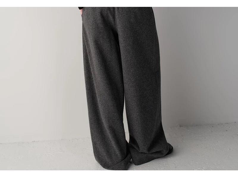 Façade Pattern High Waist Wide-Leg Casual Suit Pants for Women - Slimming, Floor-Length, Spring & Autumn Style