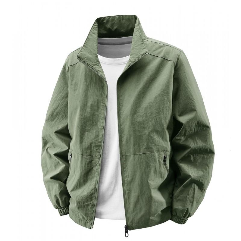 Mens Lightweight Stand Collar Jacket Casual Windproof Nylon Outerwear Daily Wear