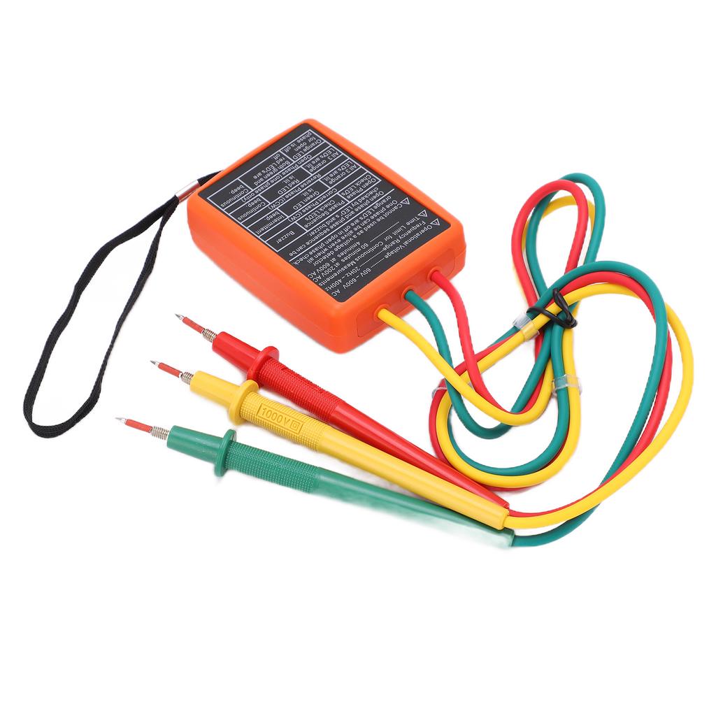 SM852B 3fázový tester sledu fází, digitální fázový indikátor, detektor fází, LED bzučák, měřič fázové sekvence, tester napětí 60V~600V AC