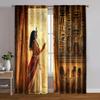 2pcs   Fashionable Curtains Cleopatra and Hieroglyphics 100% Polyester (without Rod) Room Decor Ldeal for Living Room and
