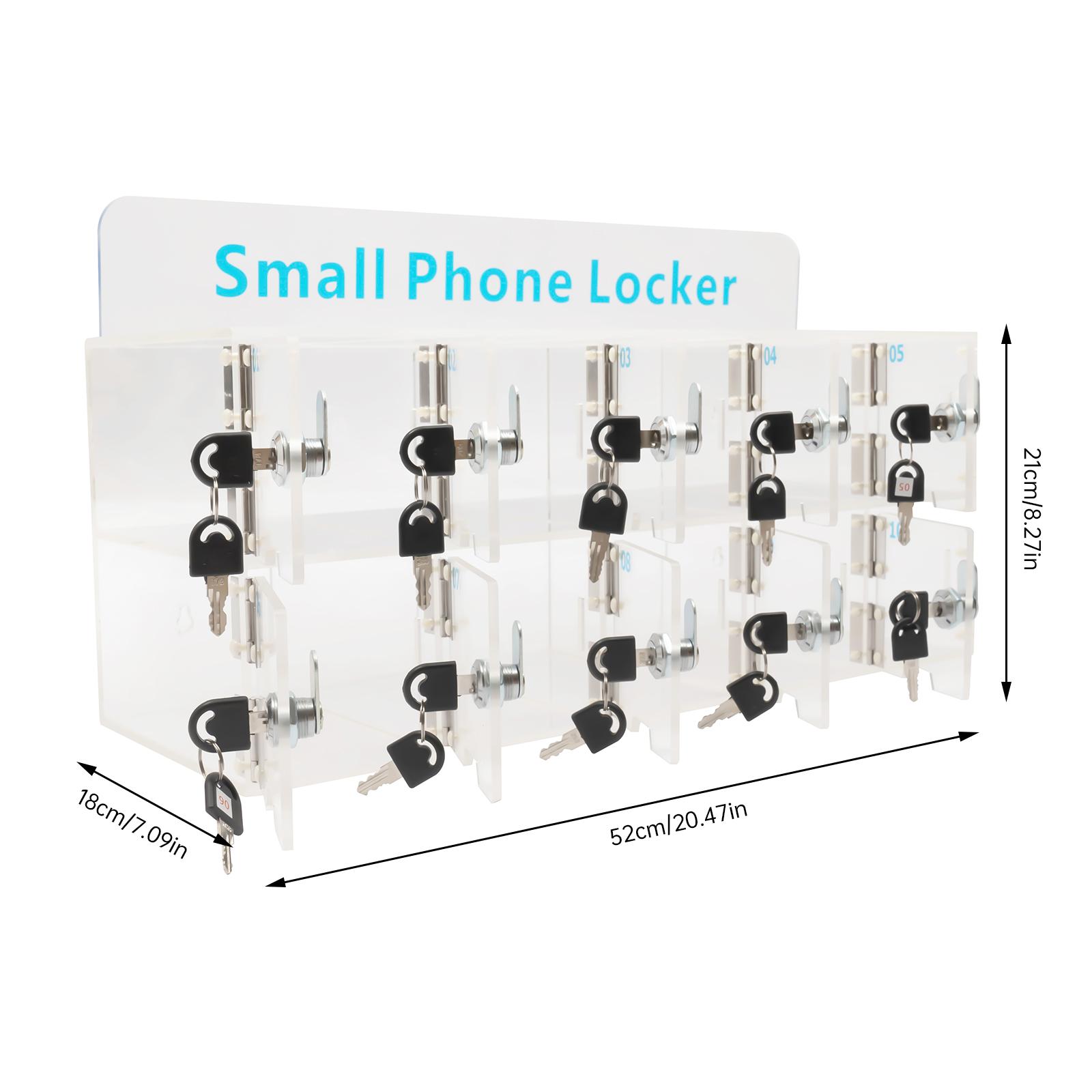 

Акриловый шкафчик для сотовых телефонов на 10 слотов, настенный ящик для хранения телефонов с замком и ключом чистый