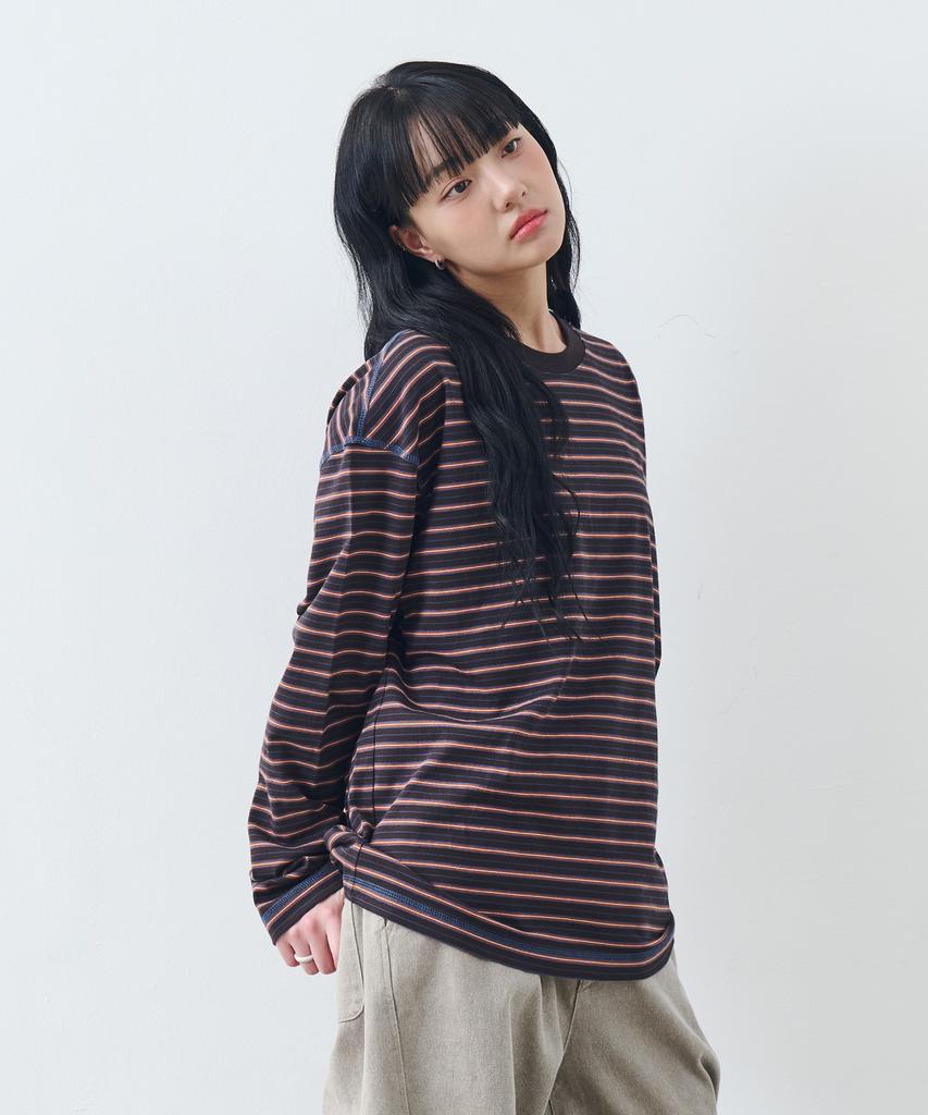 Nontai Stripe Long Sleeve T-Shirt (Charcoal)