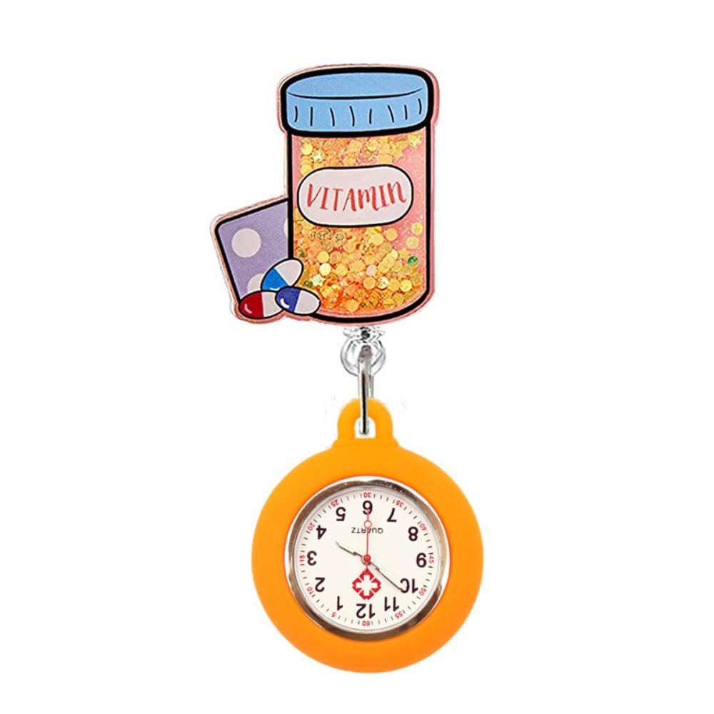New PVC Retractable Watch Brooch Cute Appearance Lovely Cartoon Nurse Watch Colourful Doctor Pocket Watch Nurse Gifts
