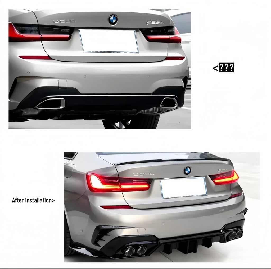 Racing Style Rear Diffuser with Lights for BMW 3 Series G20/G28 (2019-2022)