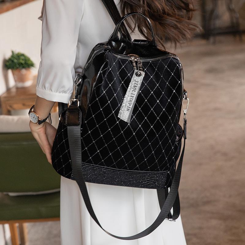 Rucksack Weiches Leder Niete Einzelne Schulter Universal Tasche Damen Große Kapazität Schultasche