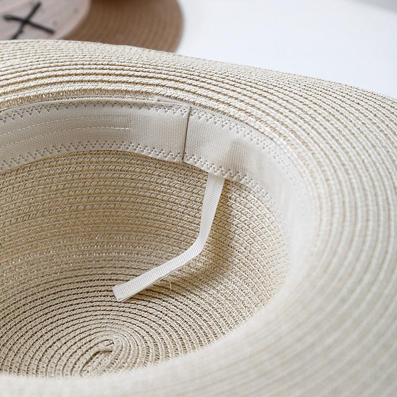 Small fresh straw hat women's flat top top hat sunshade sunscreen hat travel vacation fashion polka dot straw weaving sun hat tide
