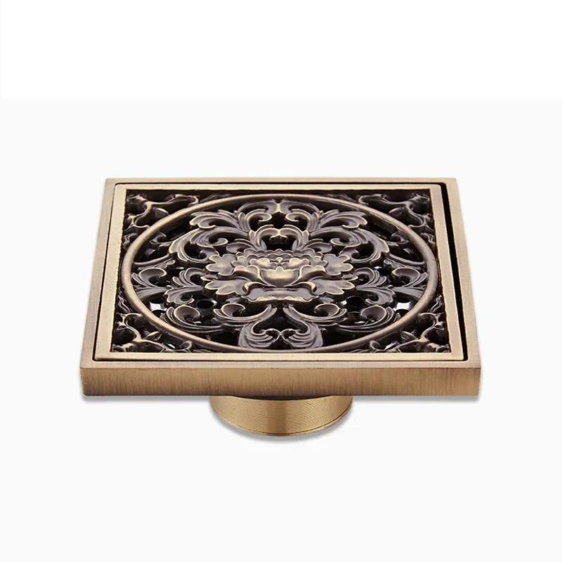 Filtro de cubierta de desagüe de suelo cuadrado europeo desodorizante desagüe de suelo antiguo cepillado accesorios de ducha para baño desagüe de lavabo