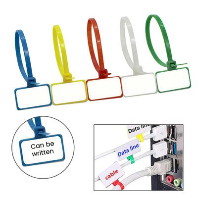 100 Pcs Nylon Marker Cable Zip Ties Self-Locking Zip Tags with Write On Cord Label for Electronics Network Ethernet Wire Organization