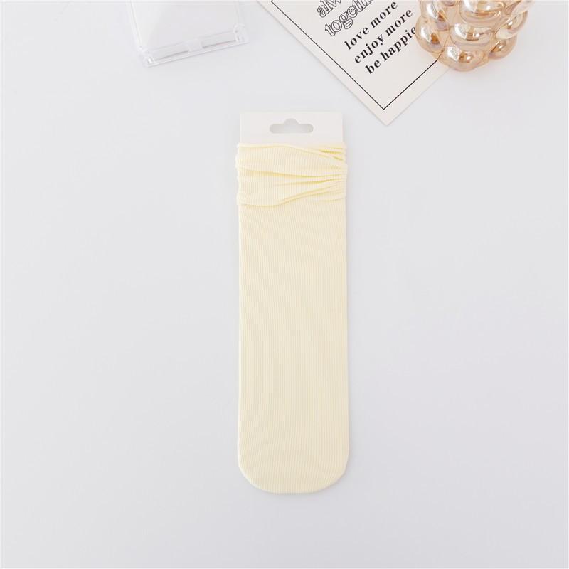 

Нейлоновые бархатные носки для женщин, тонкие носки до середины икры, махровые носки на весну и лето, женские ледяные носки однотонные 1 pair кремовый