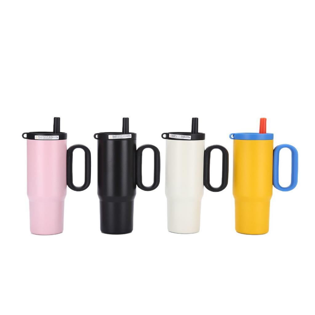 Water bottle high value stainless steel thermos cup car portable handle car cup large capacity Bingba cup with straw