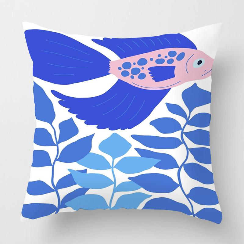 Marine Life Theme Pillow Case Home Living Room Sofa Decorative Cushion Cover 45X 5Cm 50X 50Cm Machine Washable Beach Style