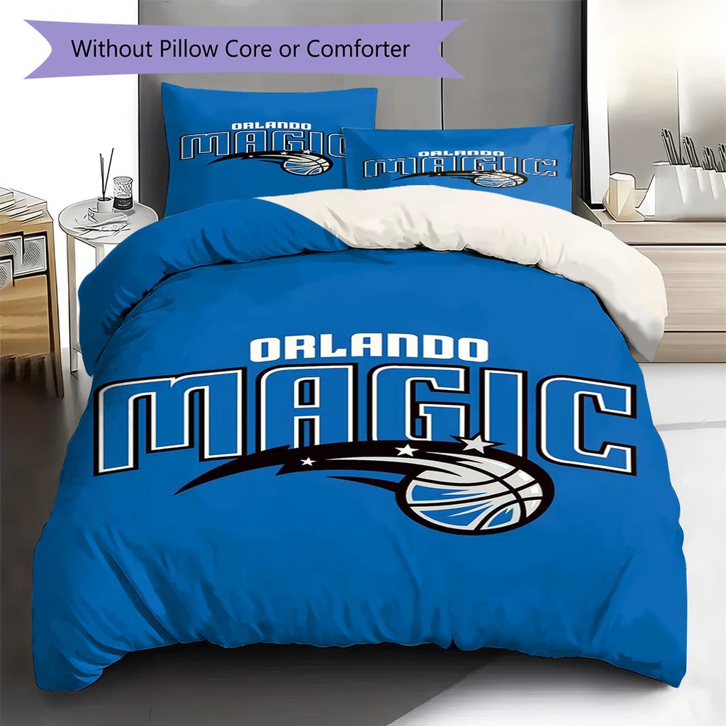 Orlando Magic Logo Pattern Bedding Set Quilt Cover Pillowcase Home Decor Gift (1 * Duvet Cover + 2 * Pillowcase, Without Core)
