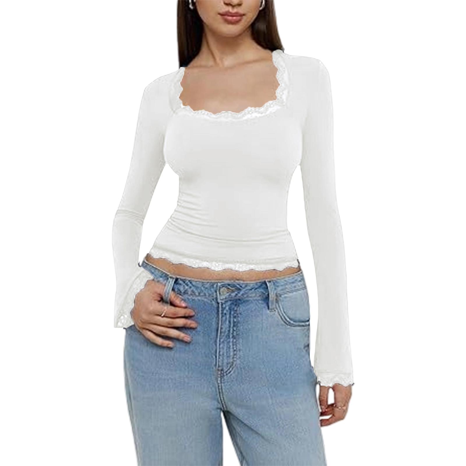 

Женский модный элегантный топ с длинным рукавом для работы и на каждый день M белый