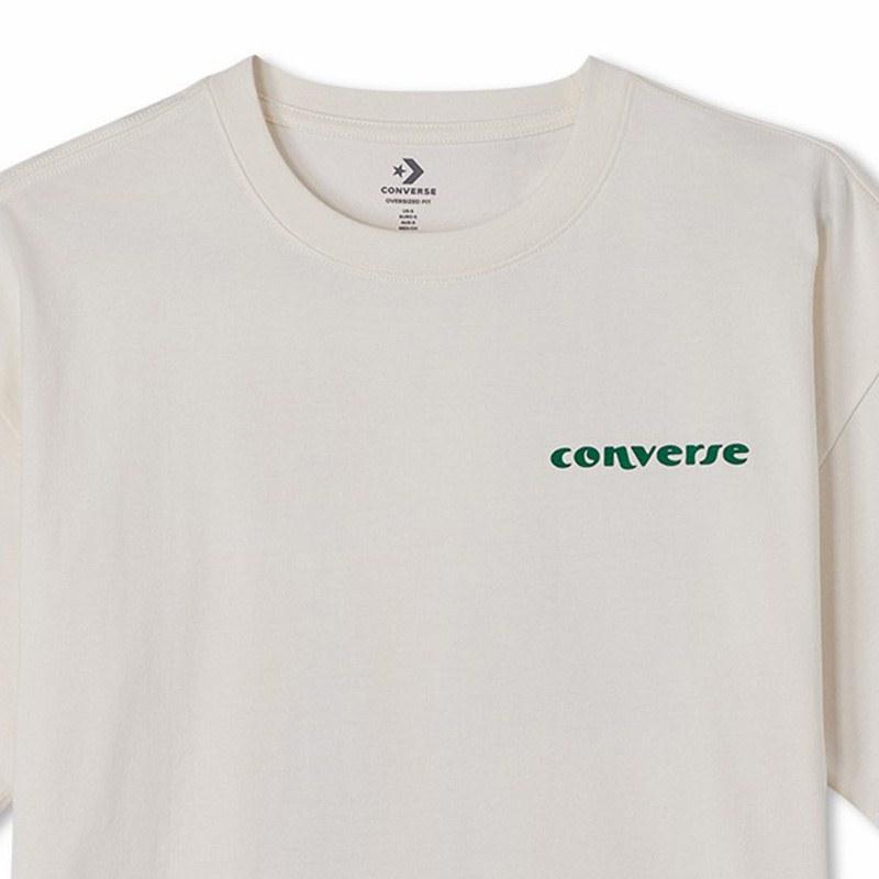 Converse Drop Shoulder Sleeve T Shirt Unisex Ecru 10024876-A01