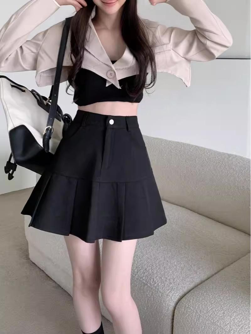 

Летняя женская юбка А-силуэта большого размера с оборкой «рыбий хвост» и карманами, в корейском стиле S