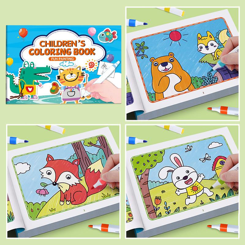 Детская раскраска, Раскраска в стиле граффити, Рисунки мультяшных животных, Веселая раскраска, Подходит для детей от 3 до 8 лет