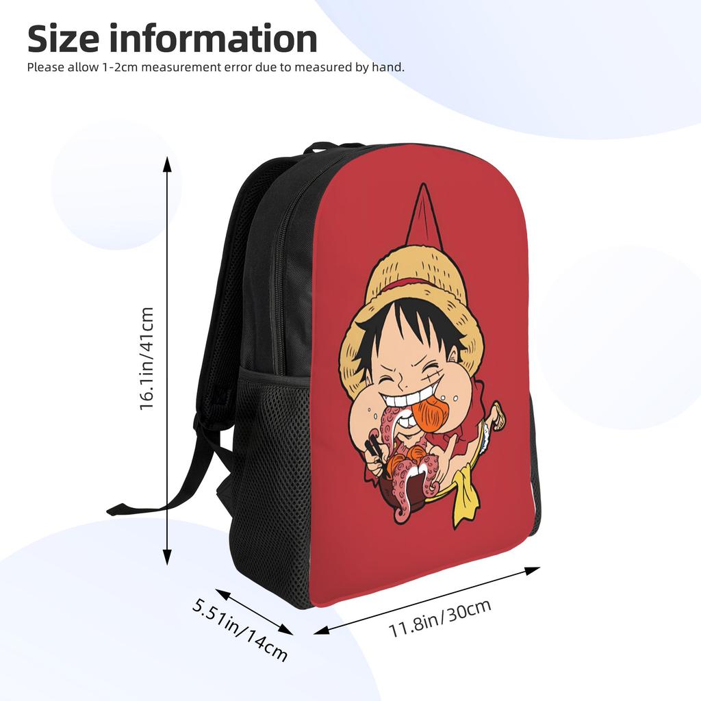 Luffy Chibi Red Anime Backpack Ones Pieces Travel Backpacks Student Unisex Designer Big School Bags Kawaii Rucksack