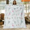 1pc 2D Flat Printing Spring & Summer New Arrival Fresh Floral Branch and Leaf Pattern Digital Print Blanket, Suitable for All Seasons, Casual Throw Bl