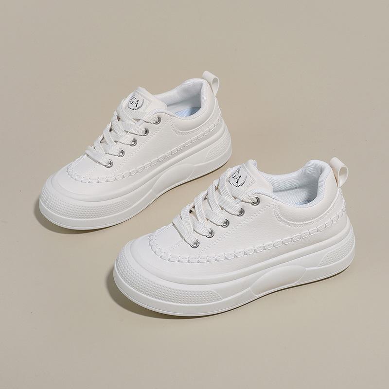 Women‘s Casual Chunky Platform Sneakers Breathable PU Leather Anti-Slip Sport Walking Shoes for Women Outdoor Comfortable Lace-up Tennis Sneakers