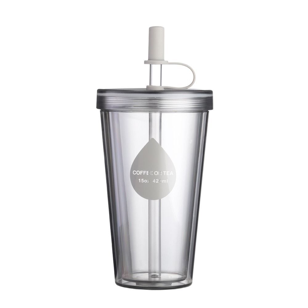 Transparent Iced Coffee Cups with Lids Water Cup gift Straw Bottle  Travel
