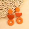 Geometric wooden earrings retro round color blocked earrings hollowed out wooden earrings wood art color blocked design