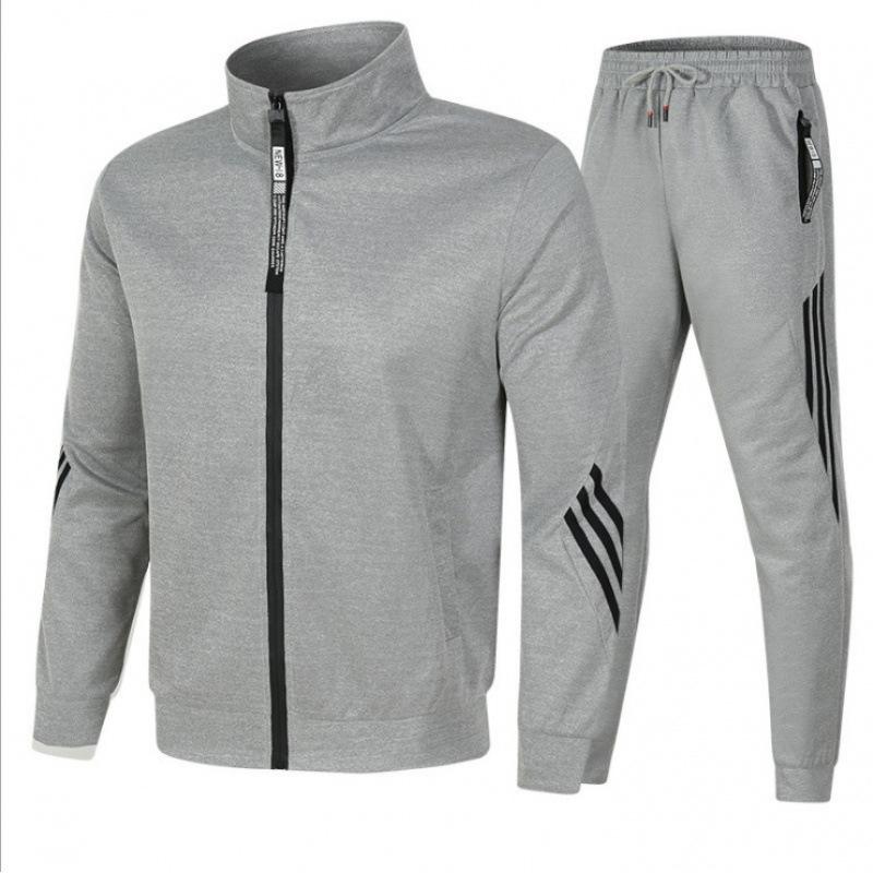 New Spring and Autumn Men's Stand-Up Collar Zipper Sports Suit Trendy Brand Men's Two-piece Sports Suit Customized