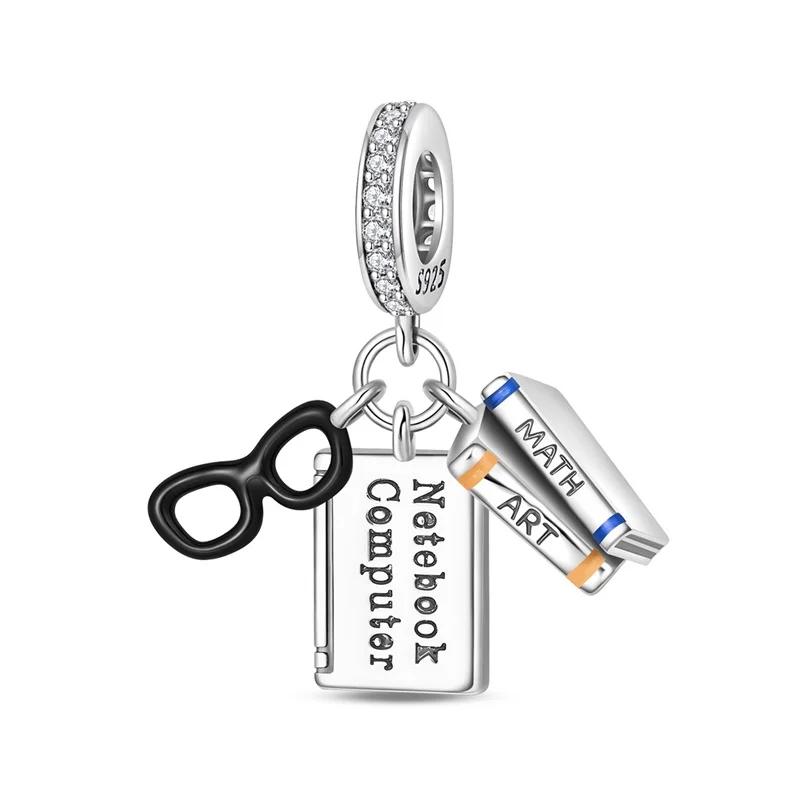 New Copper Graduation Season Charms Beads Mortarboard Happy Graduation Pendants Fit Bracelet Diy Fine Jewelry Gift