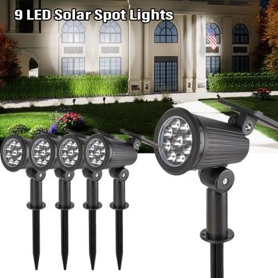 9 LED Solar-Spotlicht Außen Wasserdichte Spots Solar-Gartenleuchten Landschaftsbeleuchtung Dekoration Weg Rasenlampe