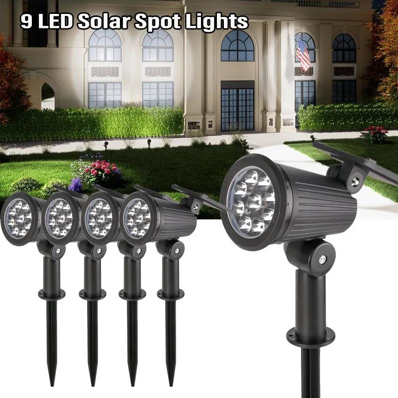 9 LED Güneş Enerjili Spot Işık Dış Mekan Su Geçirmez Spotlar Güneş Enerjili Bahçe Lambaları Peyzaj Aydınlatması Dekorasyon Yol Çim Lambası