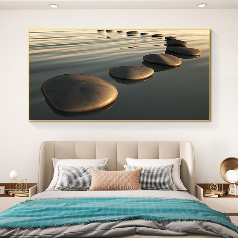 Naturlig strand Zen Sten Canvas Målning Havslandskap Landskap Zen Balance Feng Shui affischer och tryck för vardagsrumsinredning Quadro