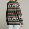 Women's Fashion Long Sleeve Christmas Print V-Neck Button Loose Cardigan Top