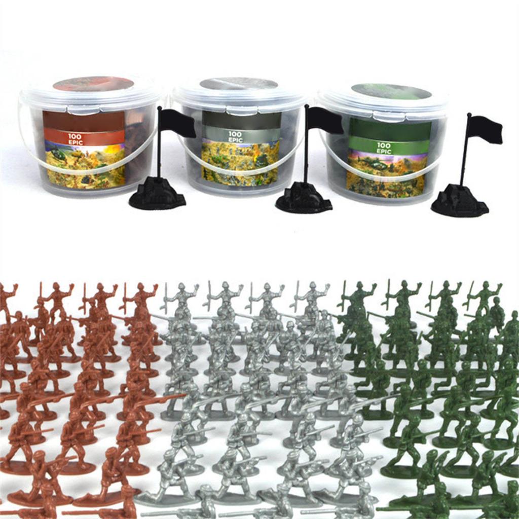 100PCS Children Toy Mini Military Soldiers Figures Models Playset Desk Decor Toddler Army Men Kids Toy Gift Accessories