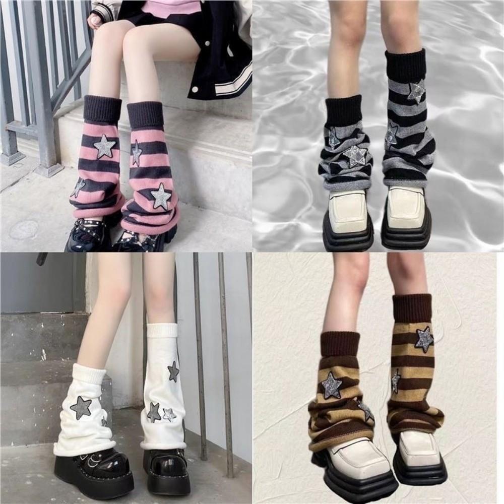 Y2K Leg Warmers Knitted Knee High Stockings Spicy Girl Leg Covers Women