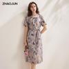 Zhaojun New Chinese Style Mulberry Silk Printed Short-Sleeve Dress